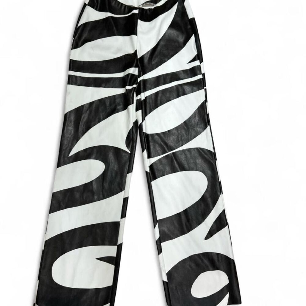 Meshki Black & White Graphic Swirl Wide Leg Pants